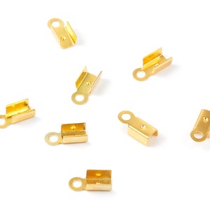Brass Cord End Clasp - 100Pcs - Gold Tone Plated Brass Cord End Clasp - Jewelry Supplies - 8.7x3.85x0.36mm - PP1724G