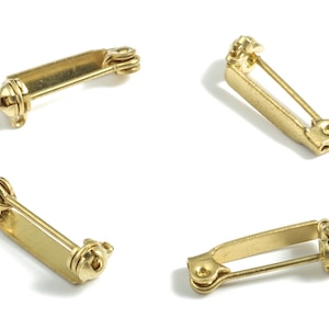 真鍮ブローチピン - 生真鍮ピン - バックベース安全ピン - ジュエリー製作 - 17.56x5.85x3.15 mm - PP2999