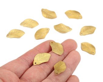 Raw Brass Leaf Charms – Pendant, Earring Findings, Jewelry Supplies (21x12.4x0.4mm) PP2292
