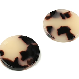 Acetate Round Earring Charms - Blonde Tortoise Shell Round Pendant - Jewelry Supplies - Color Code: A08 - 21.85x21.85x2.68mm - AC1585-A08