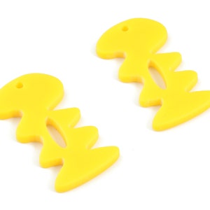 Acrylic Yellow Fishbone Earring Charms - Acrylic Mini Earrings - Jewelry Supplies - Color Code:A499 - 29.48x16.41x2.3mm - AC2128-A499