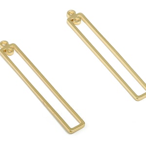 Brass Rectangle Earring Connectors - Gold Rectangle Charms - 18K Real Gold Plated Brass - Jewelry Supplies - 42.52x6.02x1.06mm - RGP4136