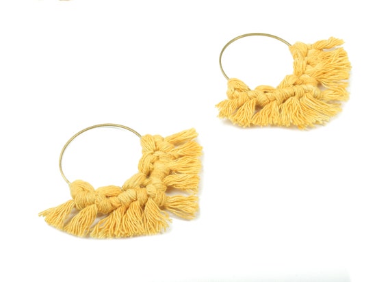 Tassel Earring Charms Handmade Cotton Macrame Earrings Raw