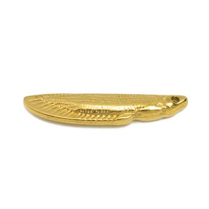 Steel Textured Fish Charm - Luxury Marine Life Charm - Fashionable Lucky Charm for Necklace DIY - Gold Tone Vacuum Plated - 27x5x3mm -SS1532