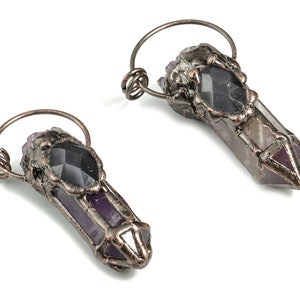 Amethyst Cat&#39;s Eyestone Charm – Amethyst Bullet Pendant – DIY Jewelry Making Supplies - Average Size Charms - 70.51x29.3x21.15 - NS1323
