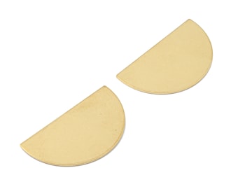 Brass Semicircle Blank - Raw Brass Semicircle Blank - Brass Semicircle Tag - Brass Stamping Tag - 37.96x21.56x0.82mm - PP2383