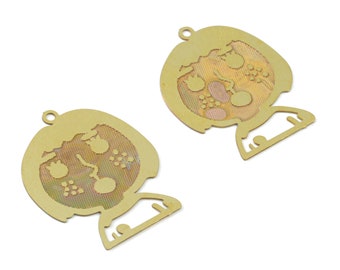 Brass Child Earring Charms - Raw Brass Girl Pendant - Earring Findings - Jewelry Supplies - 23.61x18.72x0.29mm - JJC11999
