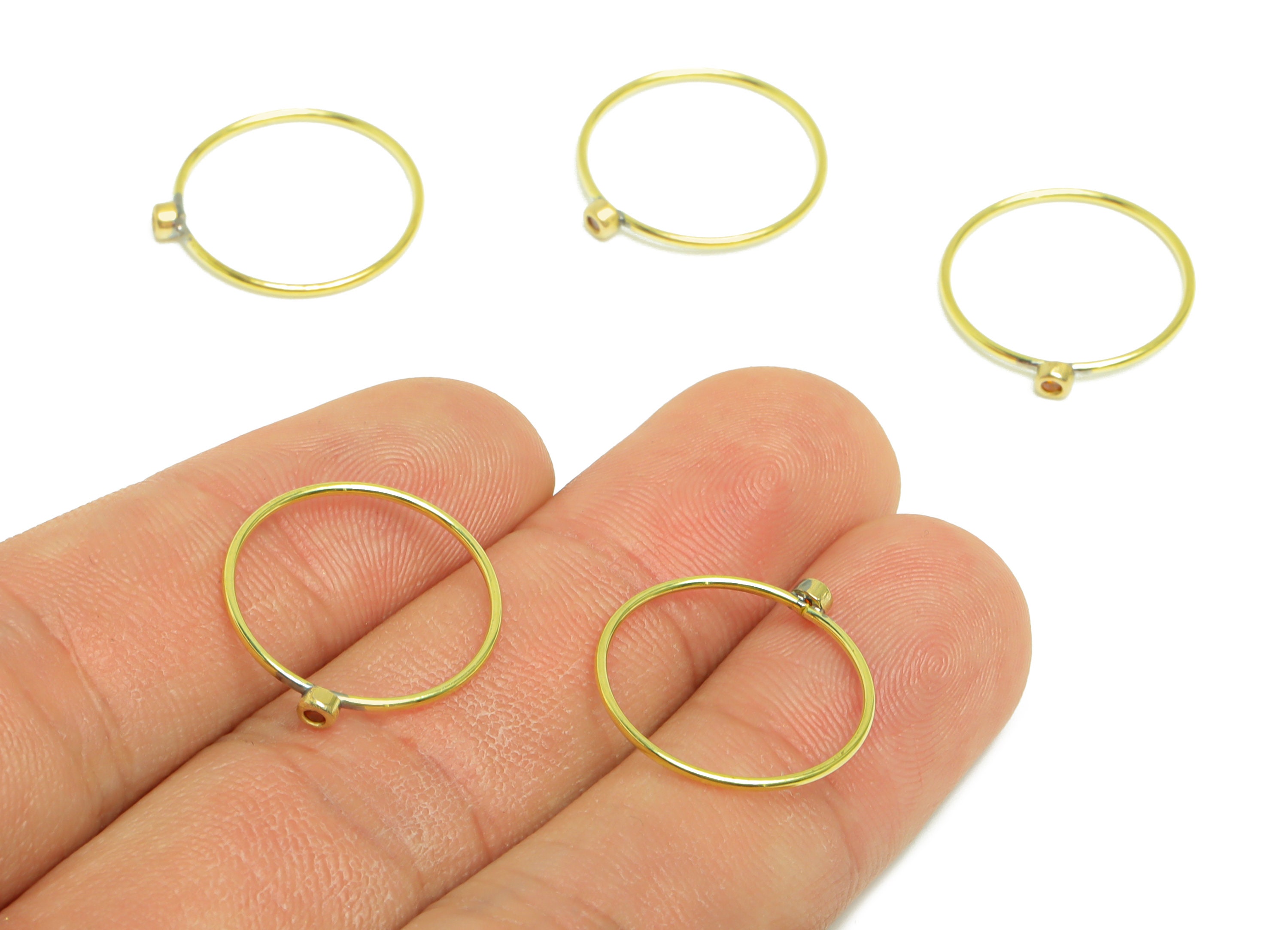 Light Orange Red Brass Zircon Ring - Raw Brass Ring - Brass