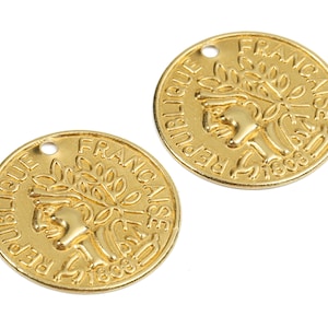 Brass Coin Charms - Raw Brass Coin Earrings and Pendant - Brass Round Necklace - Jewelry Supplies - 18.36x18.36x0.74mm - PP2551