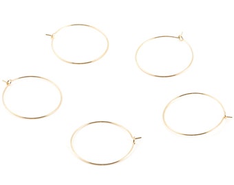 Brass Earring Circle Hoops - Brass Earring Circles Ear Wire - 18K Real Gold Plated Brass - Jewelry Supplies - 33.69x30x0.7mm - RGP1202