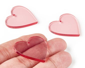 Colgantes acrílicos para pendientes - Componentes para pendientes - Colgante en forma de corazón - Código de color: A69 - 31,78 x 31,34 x 2,64 mm - AC1431A