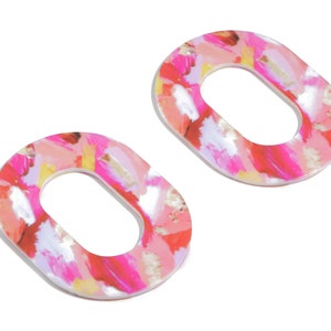 Acrylic Oval Earring Charms - Printing Oval Acrylic Pendant - Jewelry Supplies  - Color Code: B13 - 46.7x34.78x1.22mm - AC1927-B13