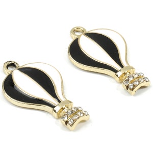 Alloy Hot Air Balloon Charms - Zinc Alloy Hot Air Balloon Enamel Pendant Earing - Gold Tone Plated - 27.08x15.37x3.32mm - ZZ1543