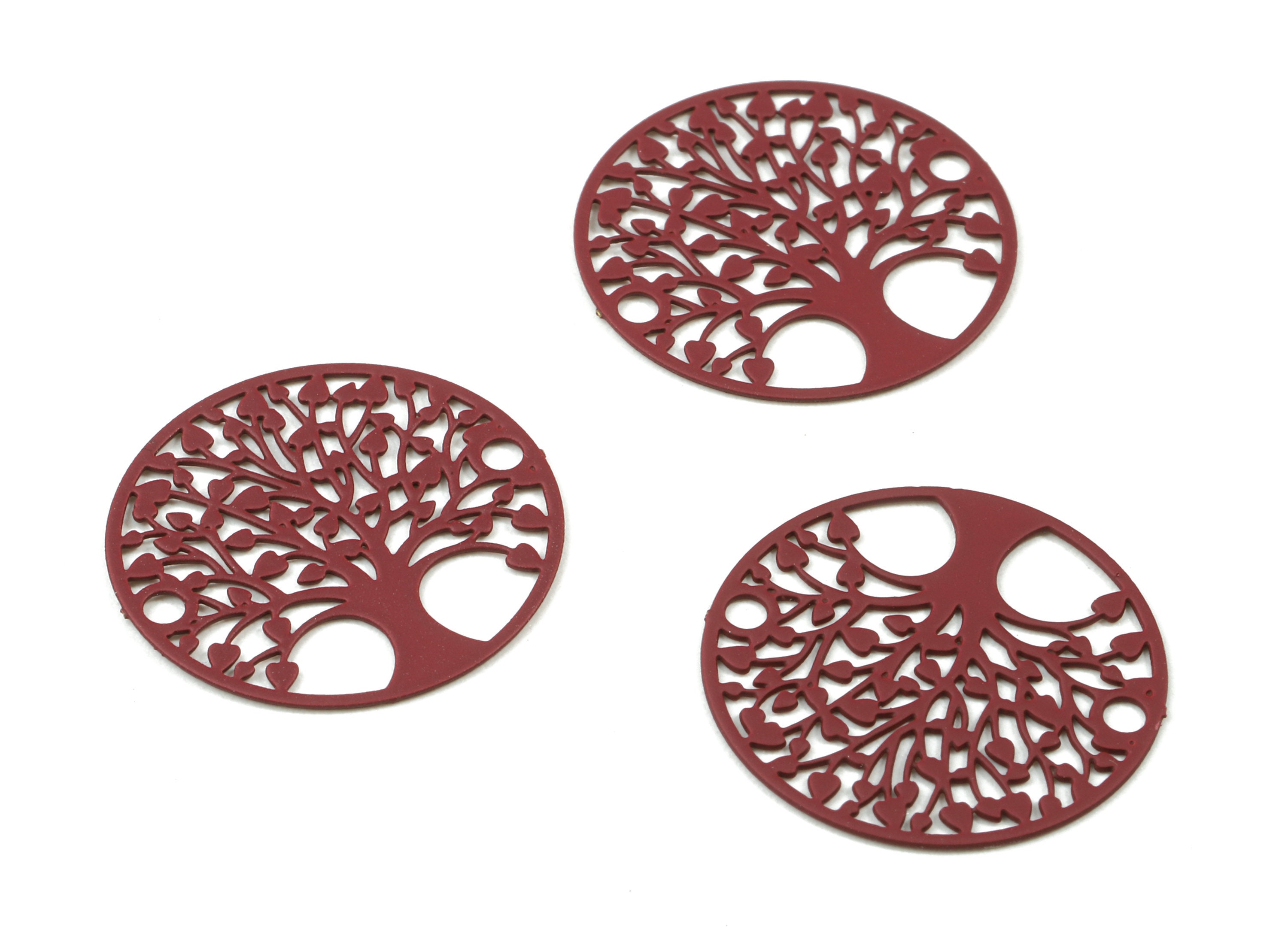 Rosewood Tree Brass Earring Charms Brass Round Necklace Pendant Earring  Supplies Color Code: J06 19.94x19.94x0.46mm JJC9119-J06 - Etsy