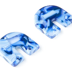 Acetate Earring Connectors Charms 3 Hole - Tortoise Shell Earrings - U Shaped Pendant - Color Code: A158 - 15.76x16.85x2.6mm - AC1467-A158