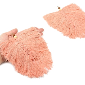 Große Makramee Feder - Makramee Blatt Boho Wandbehang - Baumwollfaden - Holzperlen - Schmuckzubehör - 185x145x9.47 mm - TS1134-58