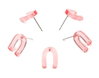 Acrylic Mini U Earring Stud With 2 Hole - Horsehoe Connector Earring Post - Color Code: A69 - 13.64x10.46x2.9mm - AC1227-A69