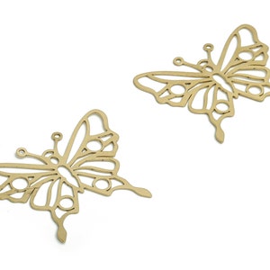 Brass Butterfly Earring Charms - Raw Brass Hollow Butterfly Pendant - Jewelry Making Supplies - 47.2x38.1x0.66mm - PP4620