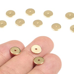 Gold Brass Flat Disc 8mm Beads Spacers - Heishi Rondelle Spacers Beads - 18K Real Gold Plated Brass Disk - 8.14x8.14x1.06mm - RGP2700 image 1