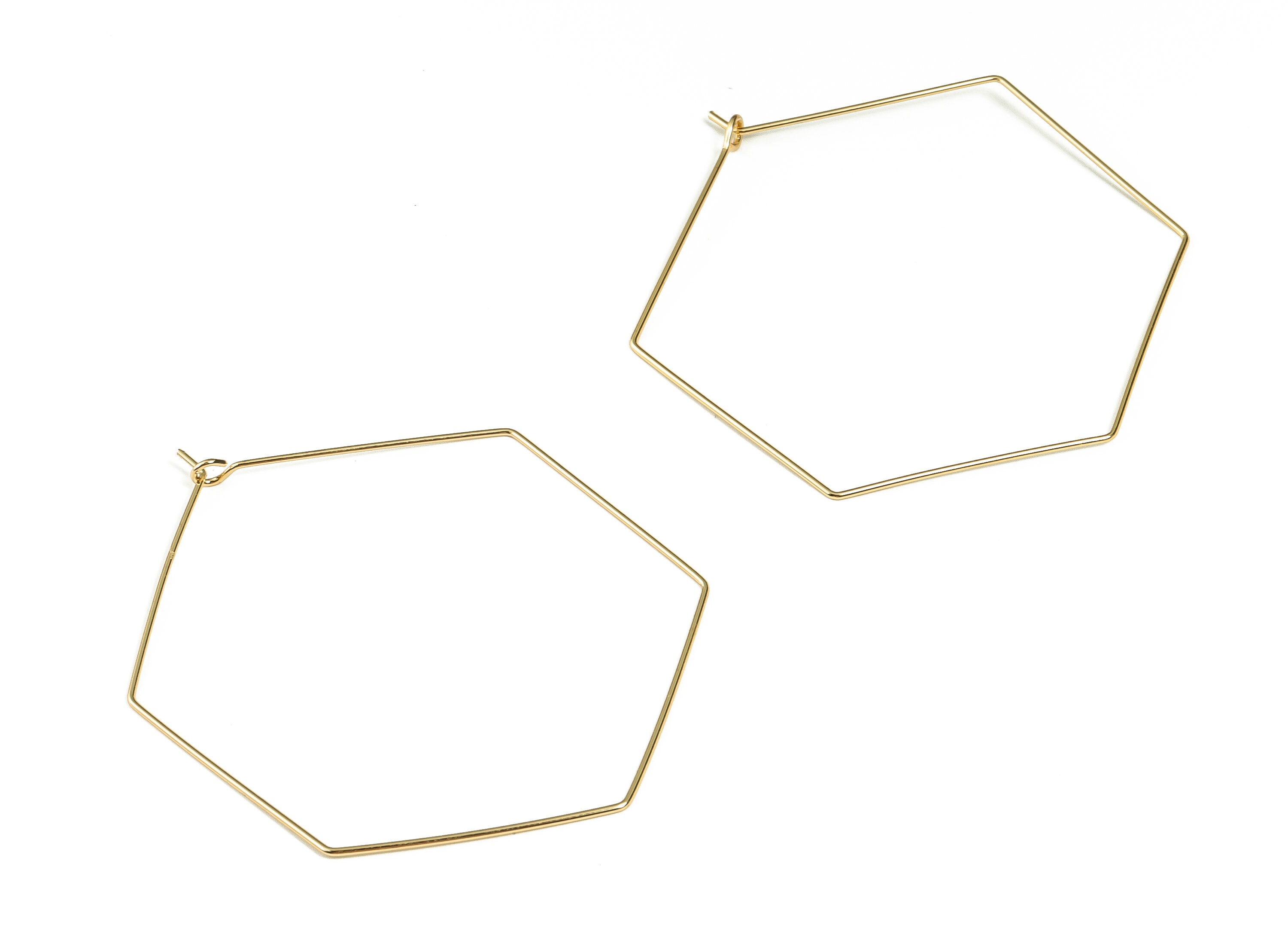 Brass Wire Pentagon Earring – Wire Pentagon Charm - 18K Real