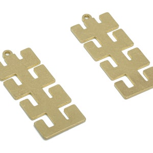 Brass E Rectangle Earring Charms - Raw Brass Rectangle E Pendant - Jewelry Making Supplies - 34.82x13.78x0.84mm - PPA2397