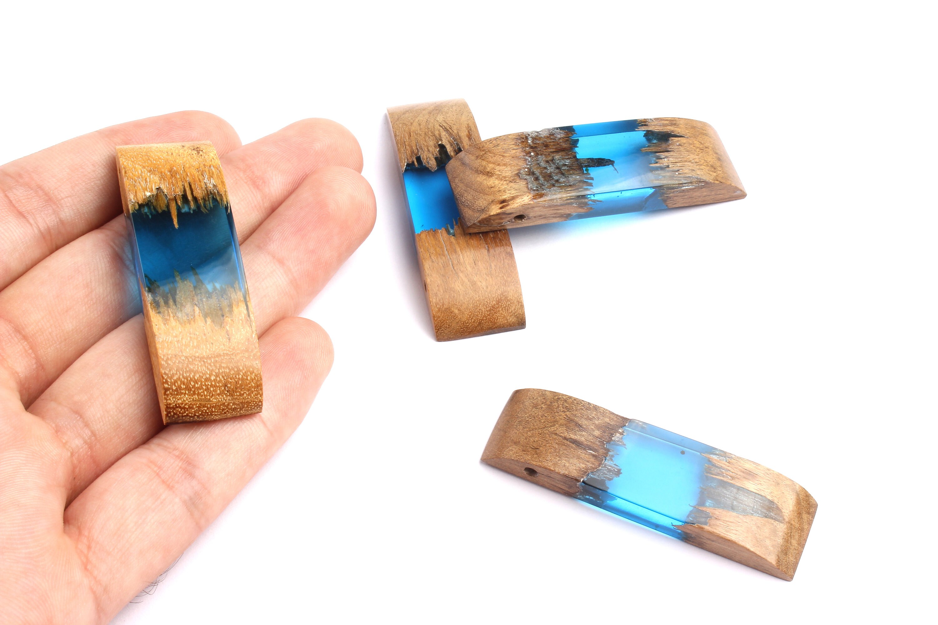 Rejilla pegamento de roble corteza colgante de madera azul | Etsy