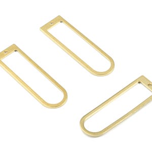Connector Brass D Ring - Raw Brass Long Oval Connector - Brass D - Earring Findings - Jewelry Supplies - 40.05x12.61x0.98mm - PP3361 image 3