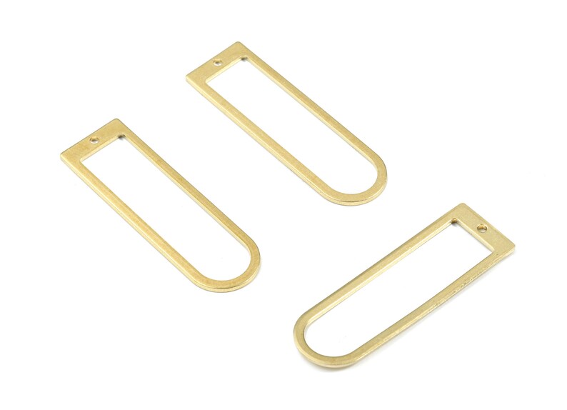 Connector Brass D Ring - Raw Brass Long Oval Connector - Brass D - Earring Findings - Jewelry Supplies - 40.05x12.61x0.98mm - PP3361 image 3