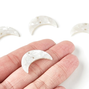 Acetate Moon Connector Charms – Ivory Two-Hole Pendant for Jewelry Supplies Color: A12 (30x19.4x2.6mm) AC1110DD