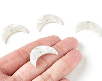 Acetaat Maan Connector Bedeltjes – Ivoor Tweegaats Hanger voor Sieradenbenodigdheden Kleur: A12 (30x19,4x2,6 mm) AC1110DD