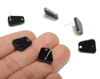 Acrylic Trapezoid Earring Stud – Acrylic Trapezoid Post - Silver Plated White Brass Stud - Jewelry Supplies - 14.63x12.18x2.25mm - AC2429C