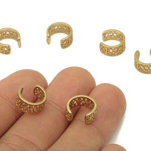 Brass Open Round C Ring - Raw Brass Circle Cuff Ear - Pattern Hoop Hollow Ear Clip - Wide Earring Cuff - Ear Cuff - 11x5.6x1mm - PP8160