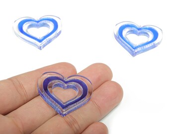 Ciondoli a forma di cuore in acrilico per orecchini - Pendente a forma di cuore in acrilico - Materiali per la creazione di gioielli - 29,46x34,39x2,95 mm - AC2362