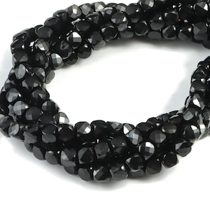 Black Agate Cube Beads 4mm - 15.5 inch - Faceted Cube Gemstone Beads - Natural Stone Beads - 4x4mm - NS1116