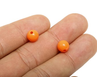 Orange Acrylic Bead - Chunky Craft Bead - Solid Color Beading Bead - Acrylic Necklace Bead - Handmade Acrylic Bead - 7.65x7x7mm - AC2834C