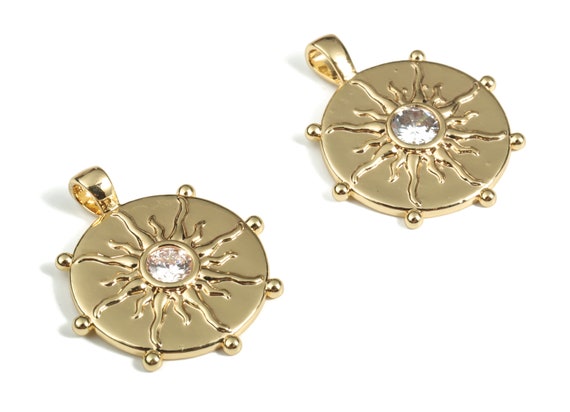 ToHeart Orecchini A Cerchio Con Ciondolo Sole – Placcati Oro 14k, 30,3x14,2 Mm, Ipoallergenici, Regalo Donna