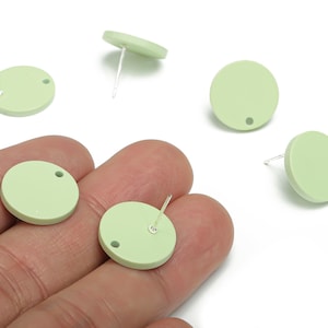 Acrylic Round Earring Stud – Matte Acrylic Circle Post - 316 Stainles Steel Stud - Jewelry Supplies - 15.53x15.53x2.33mm - AC2426D image 1