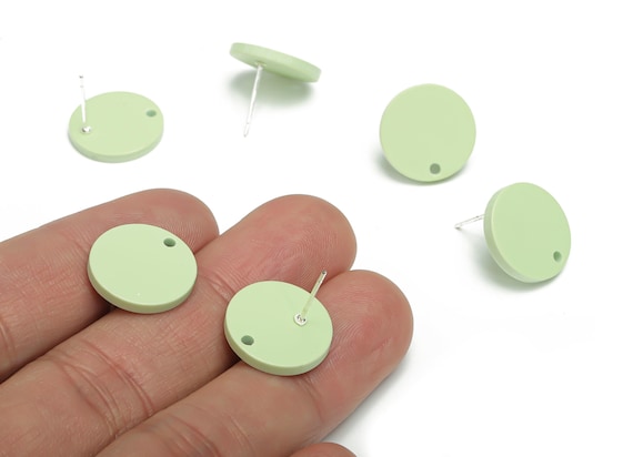 Acrylic Round Earring Stud – Matte Acrylic Circle Post -  316 Stainles Steel Stud - Jewelry Supplies - 15.53x15.53x2.33mm - AC2426D