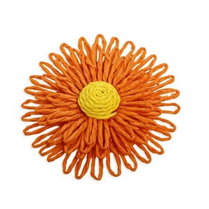 Raffia Orange Grass Flower Charm - Nonwoven Fabric Flower - Handmade Raffia Daisy Charm - Woven Flower Decoration - 66.72x66x11mm - AC2856E