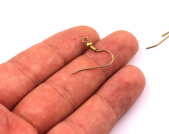 Brass Earring Hook - Raw Brass Ear Wires - Earring Findings - Jewelry Supplies - 19x8.5mm - PP1167