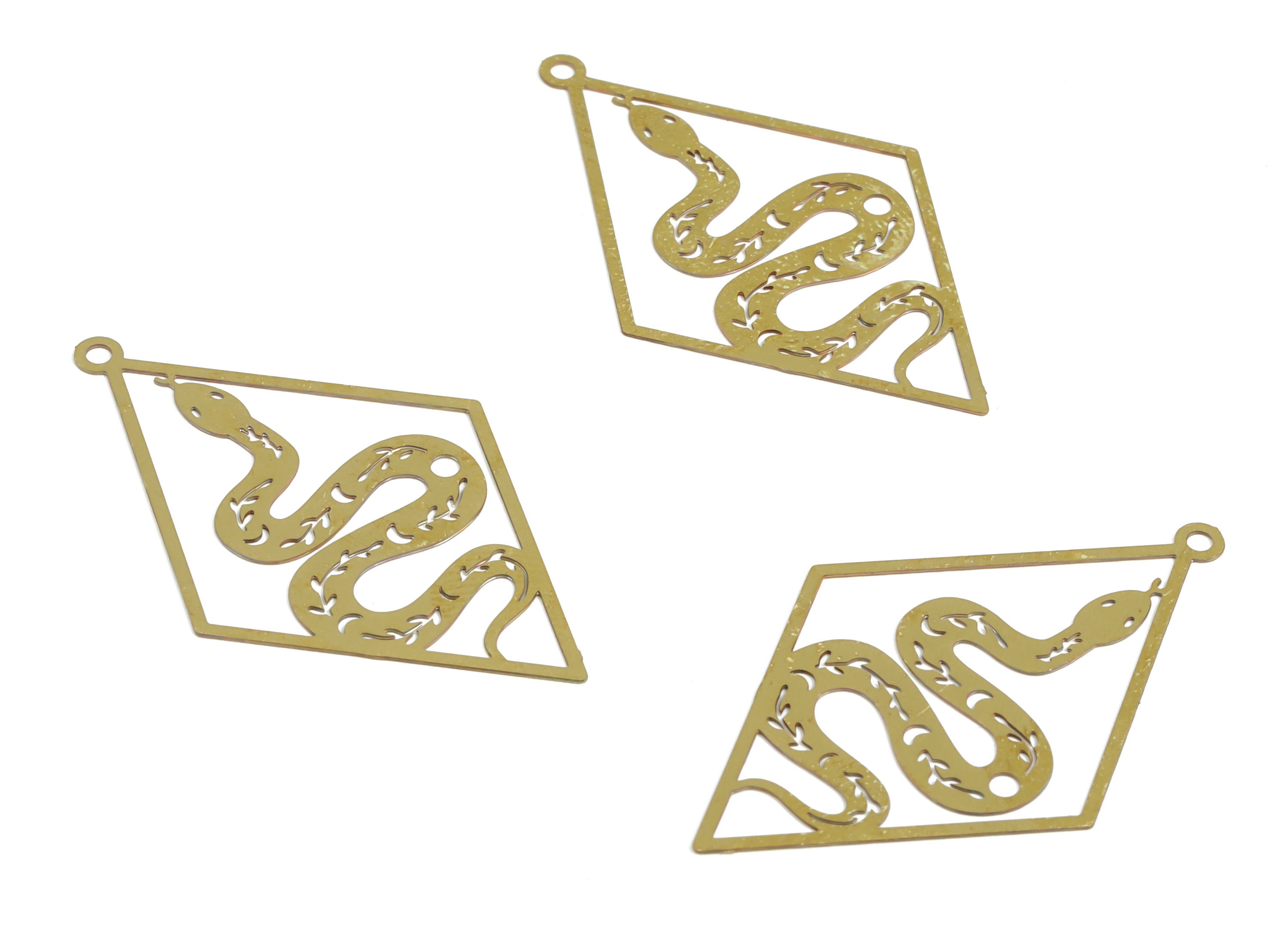 Raw Brass Rhombus Snake Charm Snake Rhombus Pendant Charm Etsy