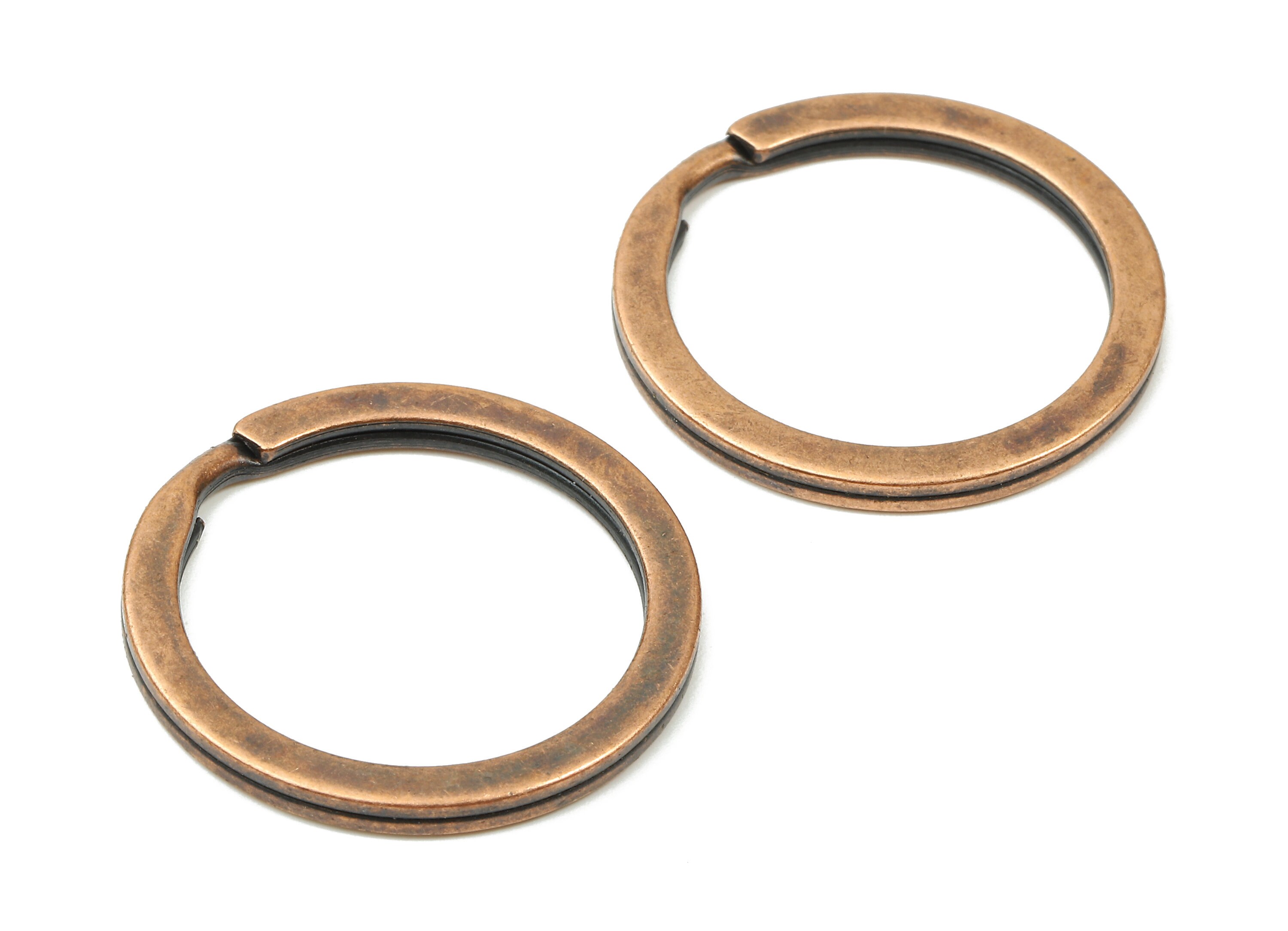 Antique Copper Metal Key Rings - Flat Split Rings - Circle Key Rings - Keychain Connectors - Jewelry Supplies - 27.77x27.77x2mm - PP2858AC