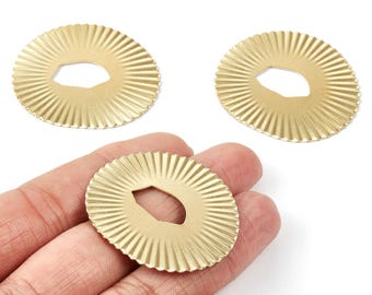 Brass Oval Charms - Oval Shaped Raw Brass Pendant - Earring Findings - Jewelry Supplies - 41.84x37.83x0.96mm - PP2113