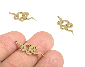 RAW Brass Snake Charm - Snake Pendant - Snake Earring - Jewelry Making Supplies Snake - Jewelry Gift for Snake Lovers - 24x11x0.7mm - PP4016