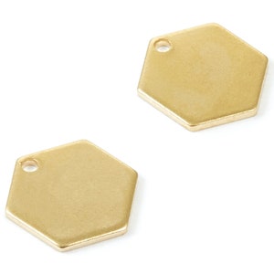 Personalized stamping blank - Brass Hexagon Charms - Hexagon Raw Brass pendant With 1 Hole - Earring Findings  - 12,98x11,14x1,05mm - PP2003