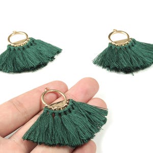 Tassel Earring Charms With Ring -  Fan Tassel Earrings - Alloy Ring Earrings - Tassel Findings -  Boho Charms - 51.23x23.05x2.98mm - TS1151A