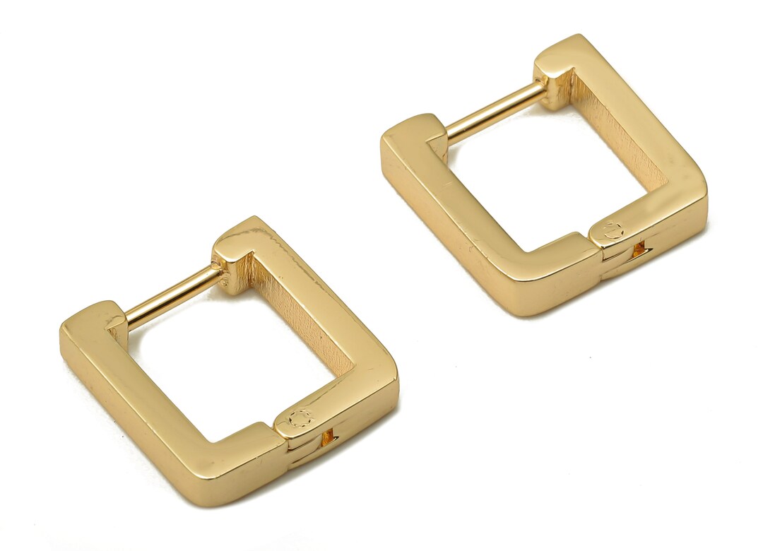 Brass U Earrings Clasps Gold Square Earring Hoop Brass U Clasps 18K