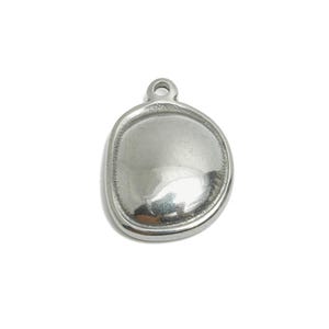 Steel Geometric Oval Pendant - Stainless Steel Depression Smooth Charm - Modern Flat Back Oval Charms - Steel Jewelry - 17x12x4mm - SS2003
