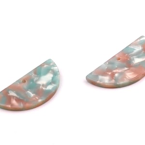 Acetate Semicircle Charms - Semicircle Pendant -  Earring Findings - Jewelry Supplies - Earring Findings - 33.5x16.5x2.6mm - AC1006B