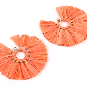 Raffia Fan Tassels Charms - Raffia Tassel Pendant - Jewelry Accessories - Handmade Tassels Jewelry - 54.16x54.16x3.49mm - RS1047